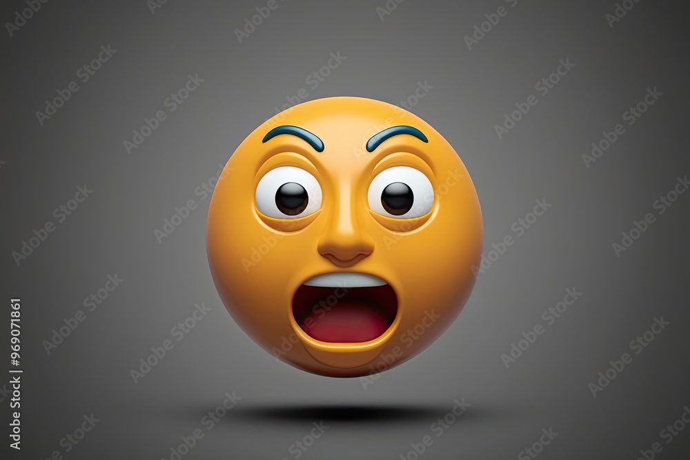 Fototapeta premium Confounded Face Emoticon Eliciting Astonishment in 3D Design