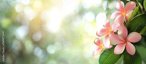 Pink frangipani blossoms ac...