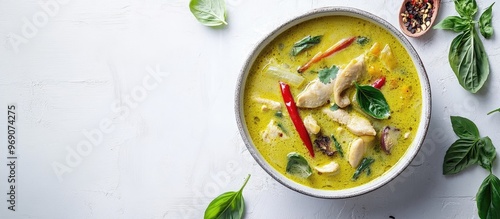 Green curry soup viewed fro...