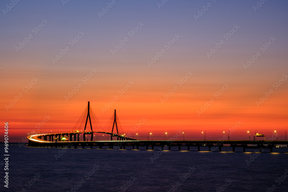 Incheon Bridge at sunset