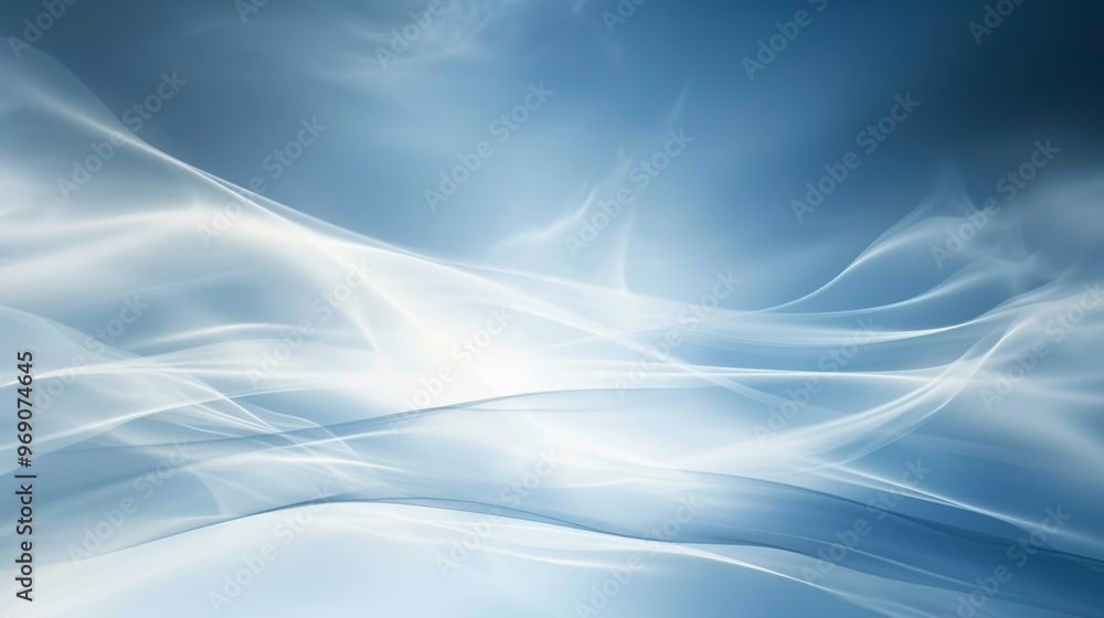 Fototapeta premium Elegant abstract blue background with soft waves and light patterns, perfect for calming designs and digital projects.