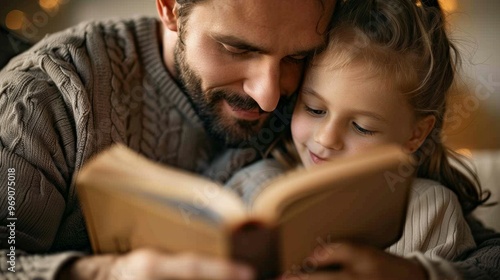 Father reading a story to his child, highlighting the special bond between them.