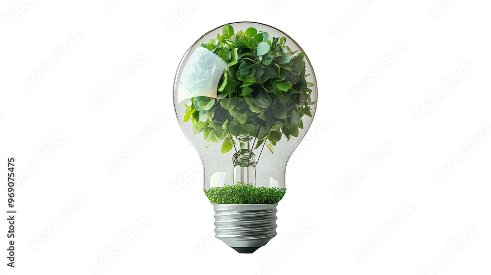Green Plant Growing Inside Light Bulb Nature and Technology Concept Green Plant Growing Inside Light Bulb Nature and Technology Concept