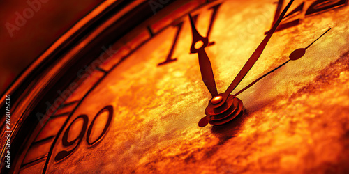 Doomsday Clock's Ticking: A close-up of the well-known symbol, slowly moving closer to midnight.