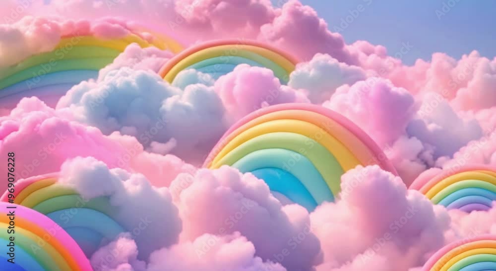 Abstract Pastel Clouds and Rainbows: Candy Fantasy World Abstract Pastel Clouds and Rainbows: Candy Fantasy World