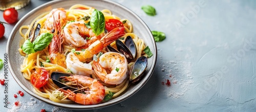 Seafood Spaghetti. with cop...