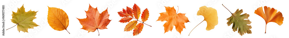 Autumn leaf plant png cut out element set Autumn leaf plant png cut out element set