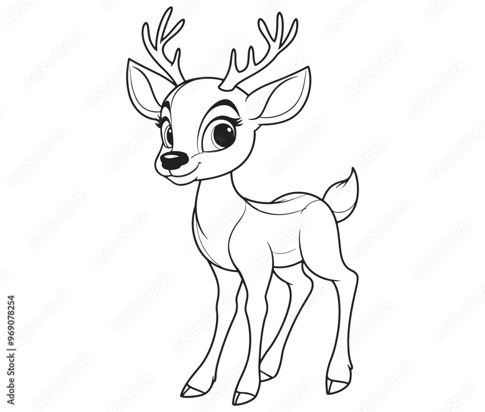 Deer cartoon isolated on white background cute animals coloring page Deer cartoon isolated on white background cute animals coloring page