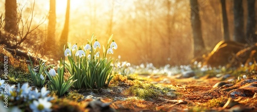 Snowdrop blooms in a spring...