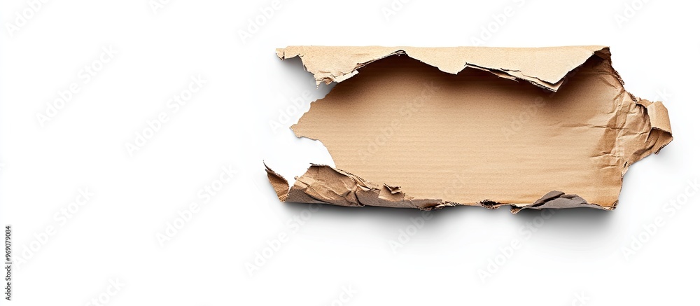 Torn cardboard from packaging isolated on a white background with copy space Torn cardboard from packaging isolated on a white background with copy space