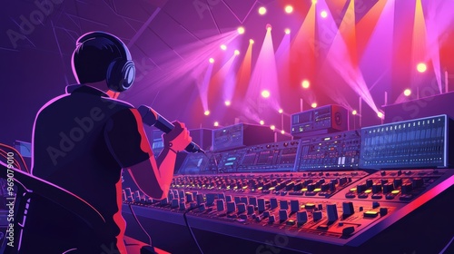 Sound Engineer at Work in a Concert Venue