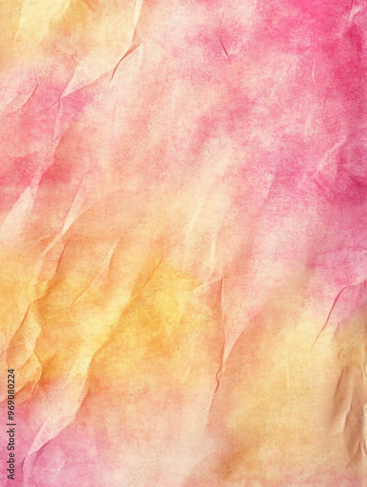 Obraz premium Tie Dye Design Unique Paper Texture Light Hued Decoration Soft Watercolor Effect Imaginative Pink and Yellow Palette Dreamy Background Texture in Pink and Yellow Shades