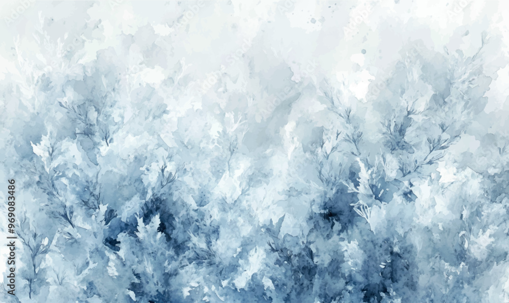Watercolor delicate background with abstractions reminiscent of frost patterns on windows, done in cool shades of white and silver Watercolor delicate background with abstractions reminiscent of frost patterns on windows, done in cool shades of white and silver