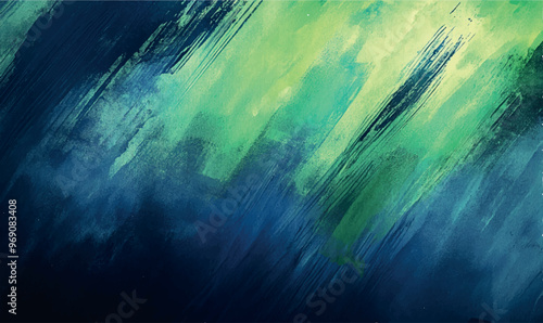 Soft green and blue brushstrokes on a dark blue background, resembling gentle watercolor transitions of the northern lights in the night sky