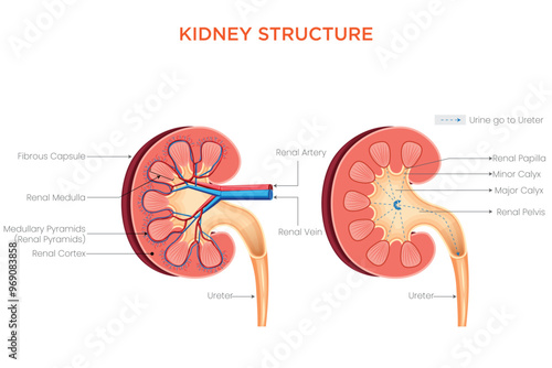 Structure of the Kidney Nephrons, Cortex, and Medulla for Filtration and Waste Removal