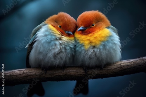 Sleeping lov birds animal beak wildlife.