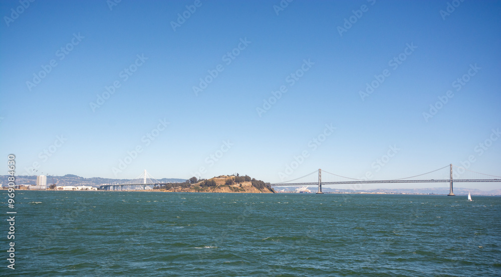 Obraz premium Yerba Buena Island and the Bay Bridge; San Francisco, California