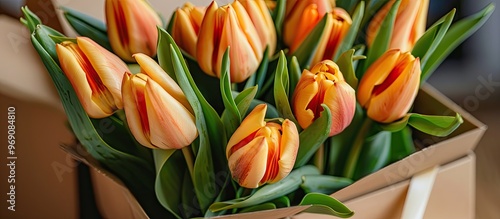 tulip bouquet and yellow bo...
