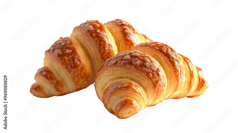 Crispy Croissants Close Up on Checkered Background Crispy Croissants Close Up on Checkered Background