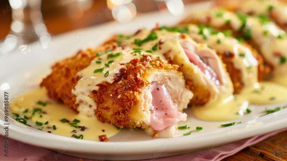Elegant Chicken Dish with Ham and Cheese Filling Elegant Chicken Dish with Ham and Cheese Filling