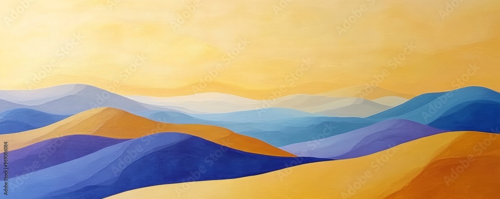 Abstract landscape with colorful rolling hills in the warm tones of a sunset, serene view. Artistic nature concept Abstract landscape with colorful rolling hills in the warm tones of a sunset, serene view. Artistic nature concept