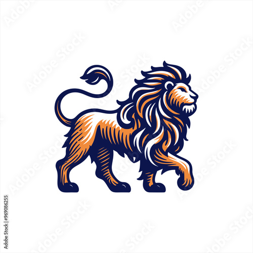vintage heraldic alpha, male lion, golden, majestic, victorian, 