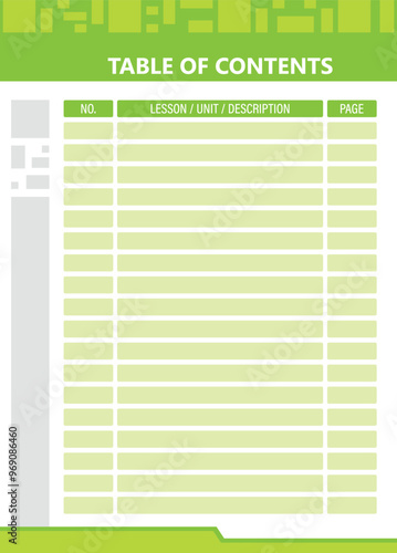 Table of contents template, Index template vector abstract elegent, modern design