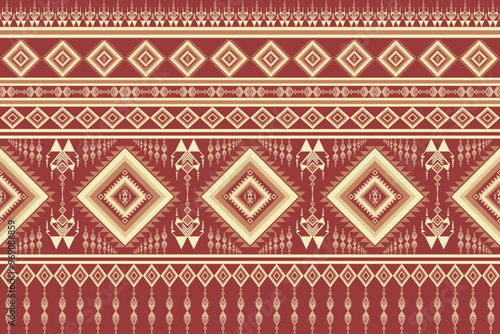 Red and yellow Tribal vintage abstract geometric Ethnic  pattern.