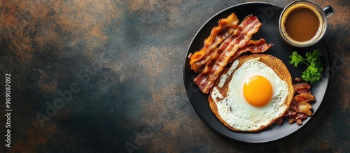 Breakfast featuring bacon a...