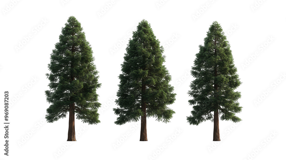 Obraz premium Three Tall Pine Trees In A Distorted Grid Pattern