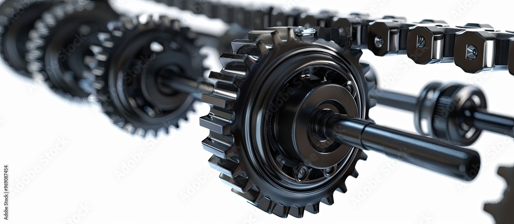 Shaft with gears against a white background featuring copy space Shaft with gears against a white background featuring copy space