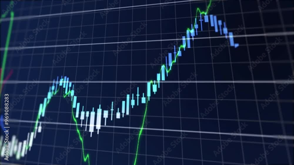 Animation of financial data processing on black background Animation of financial data processing on black background