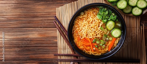 Asian noodle soup Ramen wit...