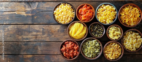 Various types of pasta in c...