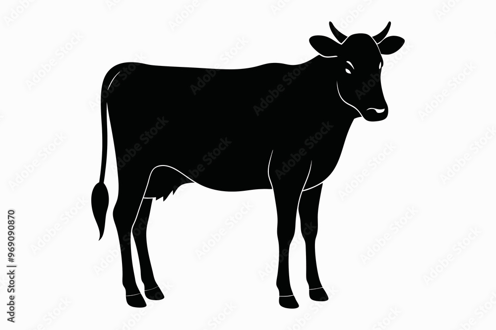 Single Cow silhouette vector with white Backgrounds. Single Cow silhouette vector with white Backgrounds.