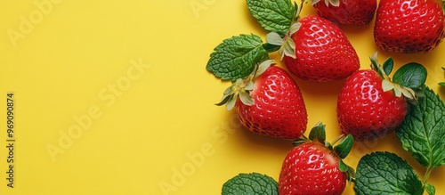 Strawberries with mint on a...