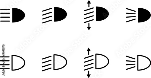 Car Headlight Symbols vector set