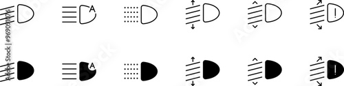 Car Headlight Symbols vector set