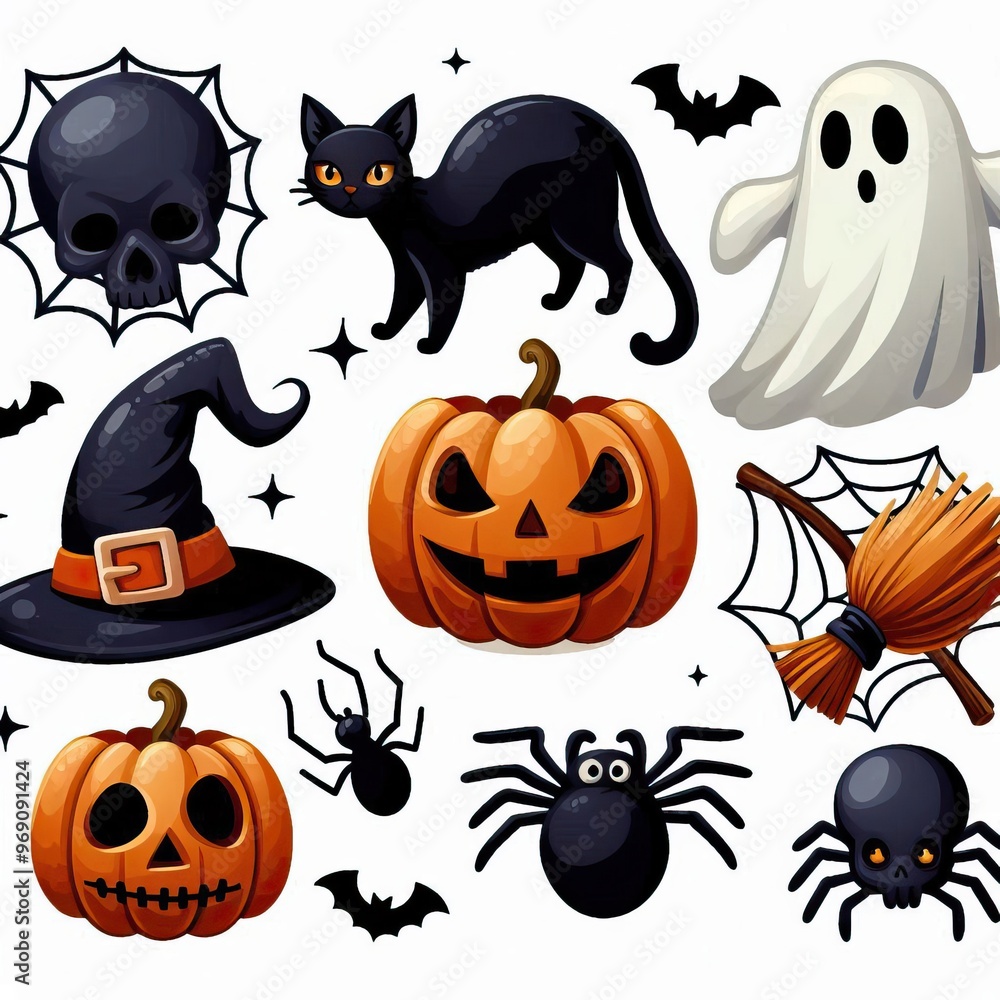 set of halloween elements set of halloween elements