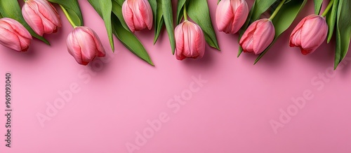 Pink tulips on a pink backg...
