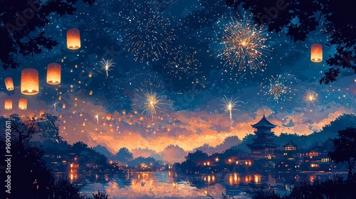 Sky Lanterns   Fireworks.