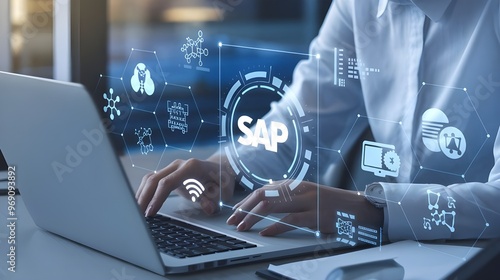 SAP concept, ERP system, Enterprise resource planning, Business process automation, virtual screen,, business process automation and management software