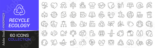 Recycle and ecology line icons collection. Thin outline icons pack. UI icon collection. Set of line web pictogram