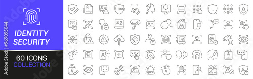 Identity and security line icons collection. Thin outline icons pack. UI icon collection. Set of line web pictogram