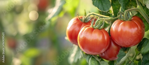 Ripe organic tomatoes in th...