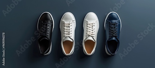 A row of four pairs of tren...