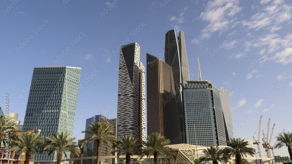 Riyadh, Saudi Arabia - Mar 25 2024, King Abdullah Financial District , KAFD business towers 4K video Riyadh, Saudi Arabia - Mar 25 2024, King Abdullah Financial District , KAFD business towers 4K video