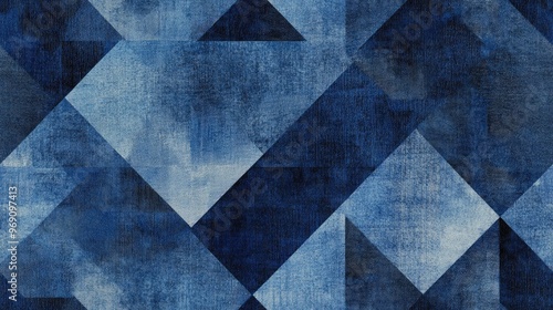 Denim inspired geometric canvas texture with seamless material Masculine blue jeans dyed pattern featuring faded indigo abstract design in a tile swatch