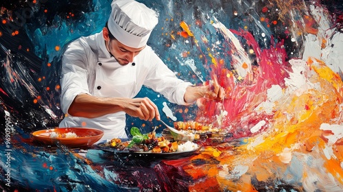 Chef Painting Food Art.