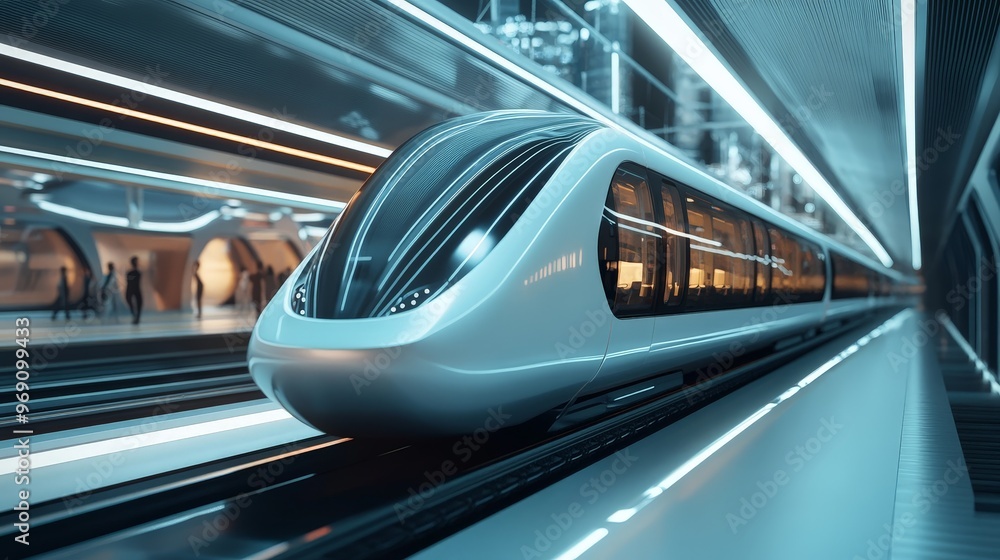 A futuristic transport system with magnetic levitation trains and advanced infrastructure. A futuristic transport system with magnetic levitation trains and advanced infrastructure.